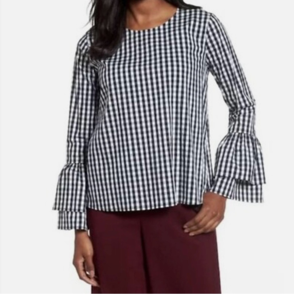 Halogen Black and White Gingham Blouse